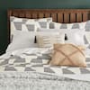 3-Piece Black and Ivory Modern Abstract Tile Cotton Blend Full/Queen Quilt  Set
