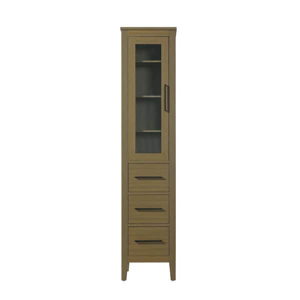 16 in. W x 18 in. D x 72 in. H Chestnut Brown Freestanding Linen Cabinet
