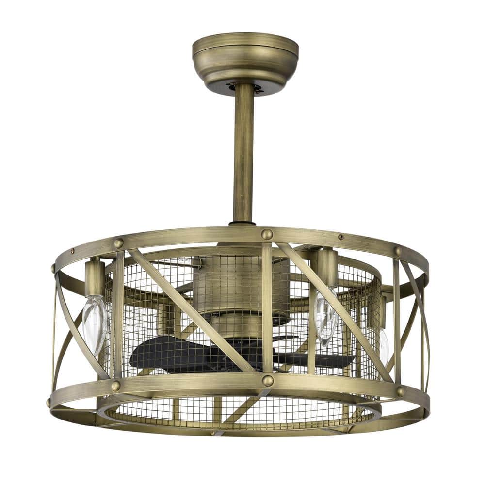 20 in. Modern Cage Smart Indoor Brushed Gold Ceiling Fan with Remote Contro