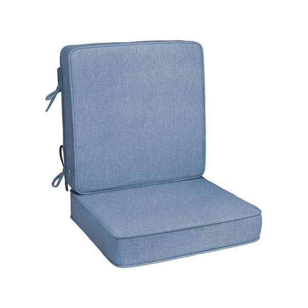 HAVEN WAY 20 in. x 20 in. 1-Piece Universal Outdoor High Back Dining Chair Cushion in Chambray (1-Pack)