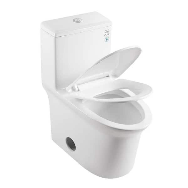 1.1/1.6 GPF 1-Piece Elongated Dual Flush Toilet in White with Soft Close Seat, CUPC Certified, WaterSense Cetified