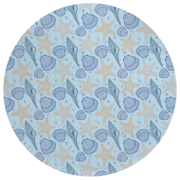 Addison Rugs Surfside Blue 8 ft. x 8 ft. Geometric Indoor/Outdoor Area Rug