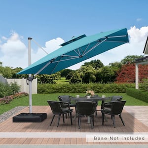 11 ft. Square Double-top Aluminum Umbrella Cantilever Patio Umbrella for Garden Deck Backyard Pool in Turquoise Blue