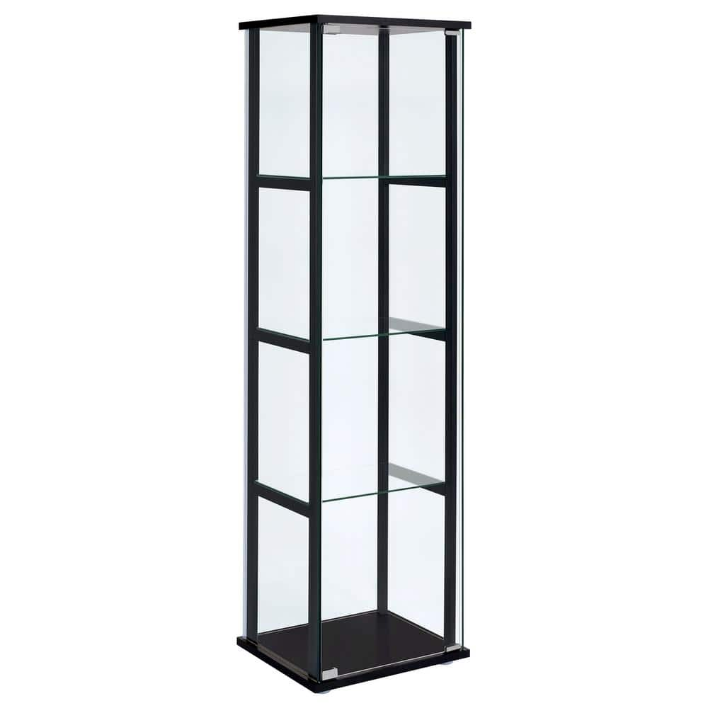 Coaster 4-Shelf Glass Curio Cabinet Black and Clear 950171 - The Home Depot