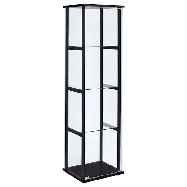 Coaster 4-Shelf Glass Curio Cabinet Black and Clear
