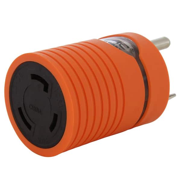 AC WORKS AC Connectors Generator Adapter RV 30 Amp TT-30P to L5-30R 30 Amp 3-Prong Locking Connector