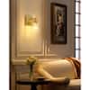 Morauroral 4 in. Gold Dimmable Rechargeable Battery-Operated Wall Sconce with Clear Glass Shade Vanity Light with Remote (Set of 2) W7112-GD-2P