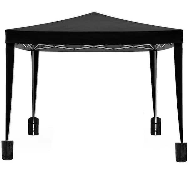 Tidoin 10 ft. x 10 ft. Black Canopy Outdoor Portable Gazebo with 4-Removable Sidewalls, Carry Bag and 4-Weight Bag