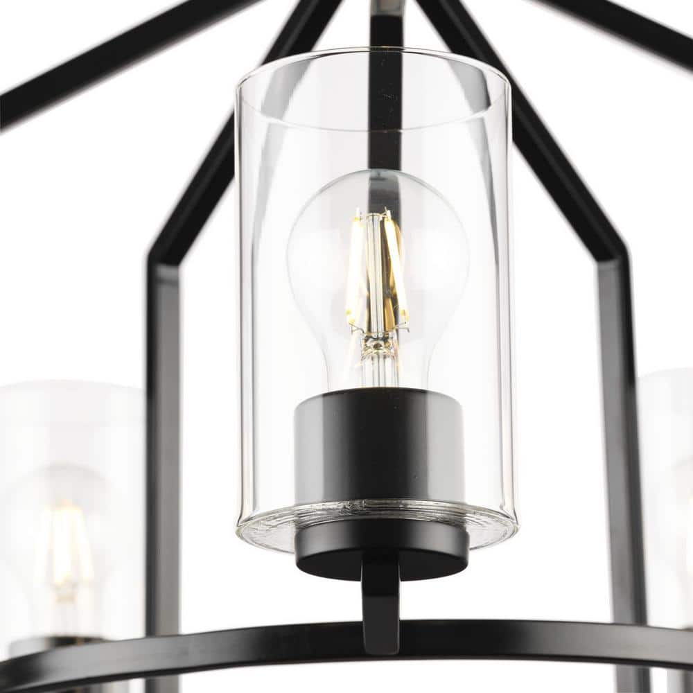 Goodwin Matte Black 5-Light Chandelier with Clear Glass Shades