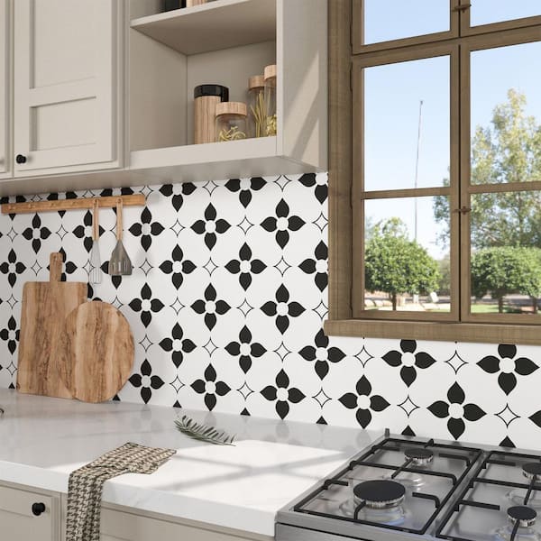 7.87 in. x 7.87 in. x 0.03 in. Vinyl Peel and Stick Backsplash Tile, Wall Tile for Kitchen and Bathroom, White (10-Pack)