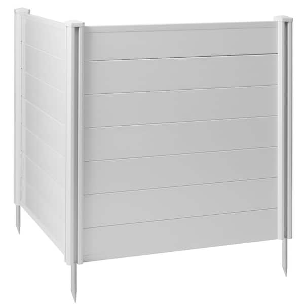 Casafield 42 in. x 42 in. Privacy Screen Outdoor Vinyl Fence Panel for AC / Trash-White