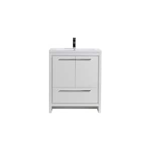 Dolce 30 in. W Bath Vanity in High Gloss White with Reinforced Acrylic Vanity Top in White with White Basin
