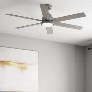 Gravity 60 in. Wi-Fi ENERGY STAR Matte Silver Smart Ceiling Fan with Integrated LED Light and Handheld Remote