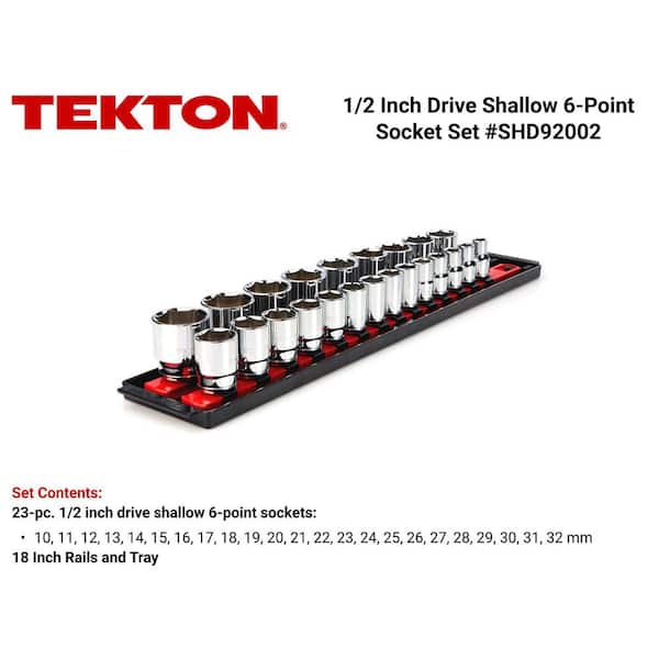 TEKTON 1/2 Inch Drive 19-Piece 6-Point Socket Set – Sizes 3/8 To 1-1/2 Inch, Chrome-Plated, Anti-Round-Off Design