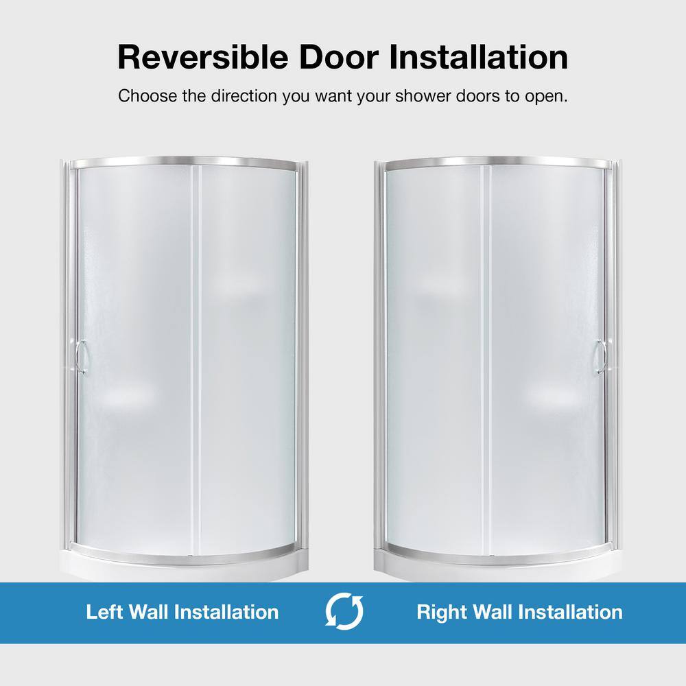 Breeze 34" Frosted Glass Round Corner Shower Kit with Nickel Hardware