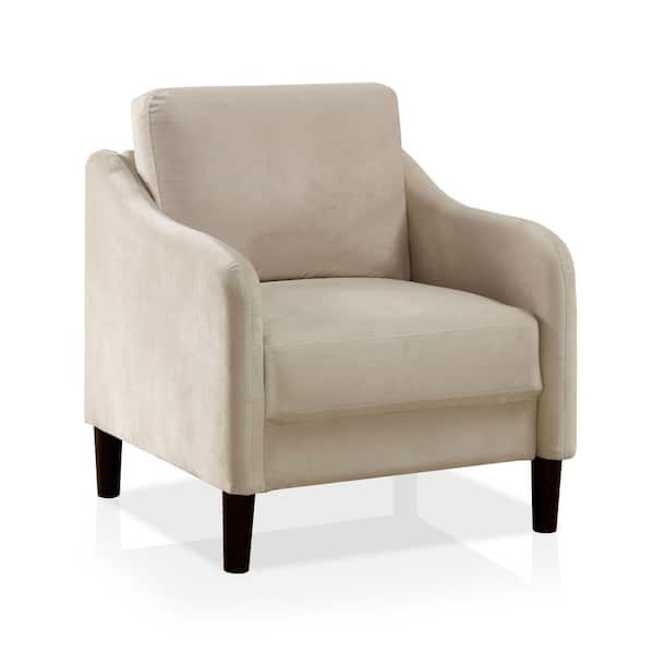Furniture of America Sassen Beige Flannelette Upholstered Chair