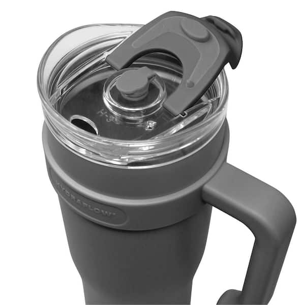 1pc Gray Black Glass Cup With Straw, Leather Cover And Lid, 350ml