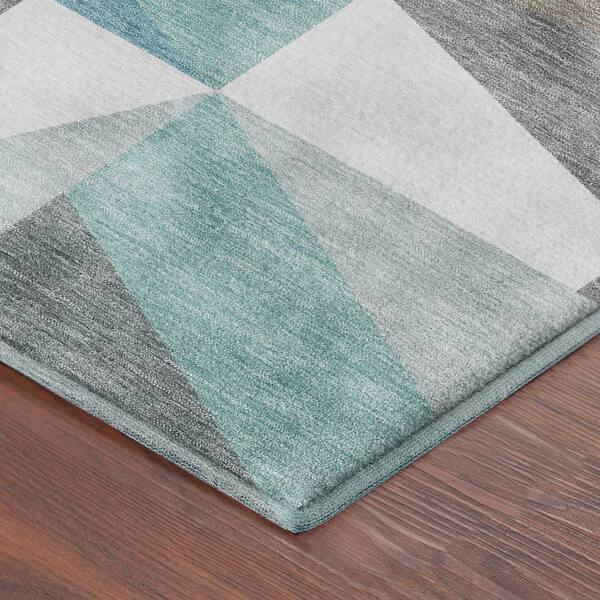 Mayfield Premium Machine Washable Abstract AMF2327 Teal 10 ft. x 14 ft. Area Rug