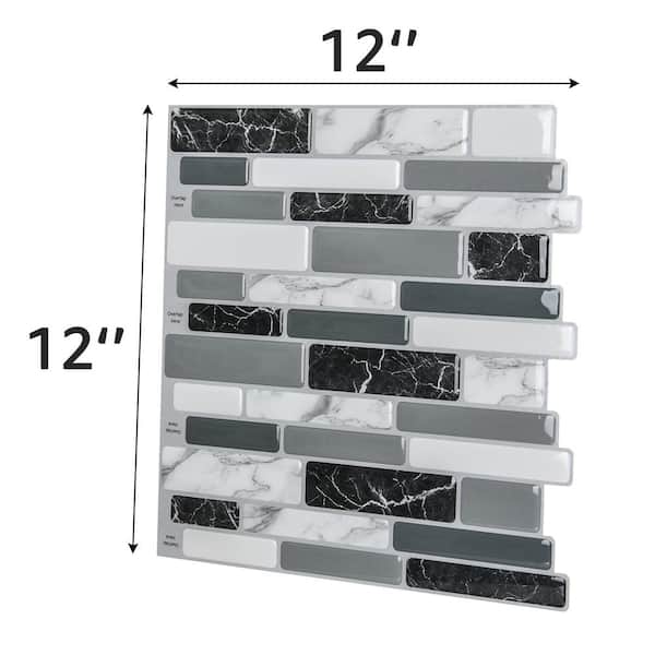 Art3d 10-Tiles Self Adhesive Wall Tile Peel and Stick Backsplash Tile for Kitchen, Marble Design 12 inchx12 inch