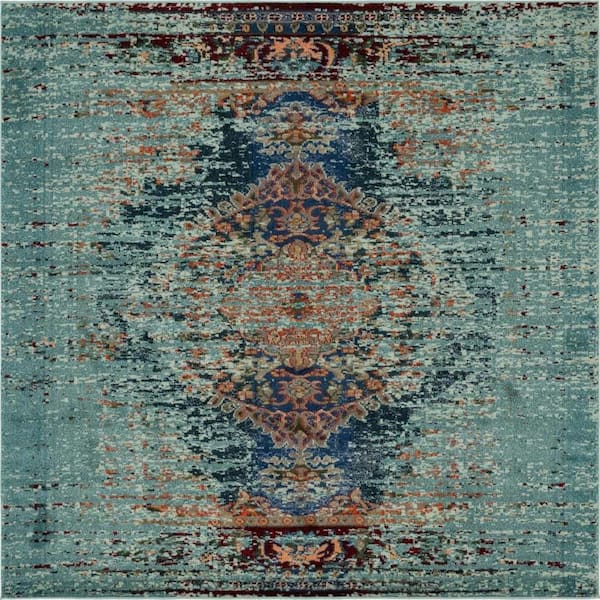 Unique Loom Vita Warhol Turquoise 8' 0 x 8' 0 Area Rug