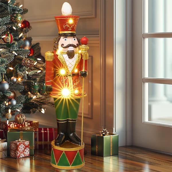 LuxenHome 24.8 in. H Red Christmas Nutcracker King with Lights