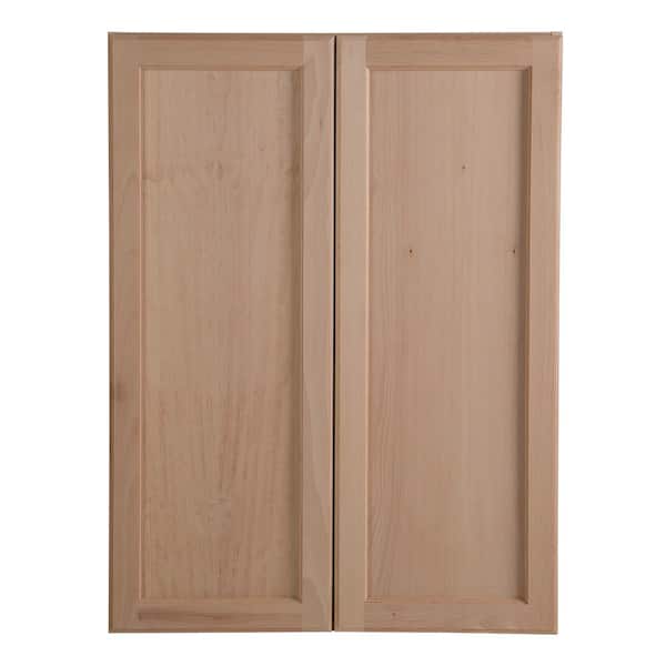 Hampton Bay Easthaven Assembled 27x36x12 in. Frameless Wall Cabinet in Unfinished Beech