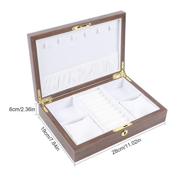 YIYIBYUS 8-Slot Vintage Brown Solid Wood Watch Box Glass Top Jewelry  Organizer Box Watch Case with Pillows 65LMO3G200-1 - The Home Depot