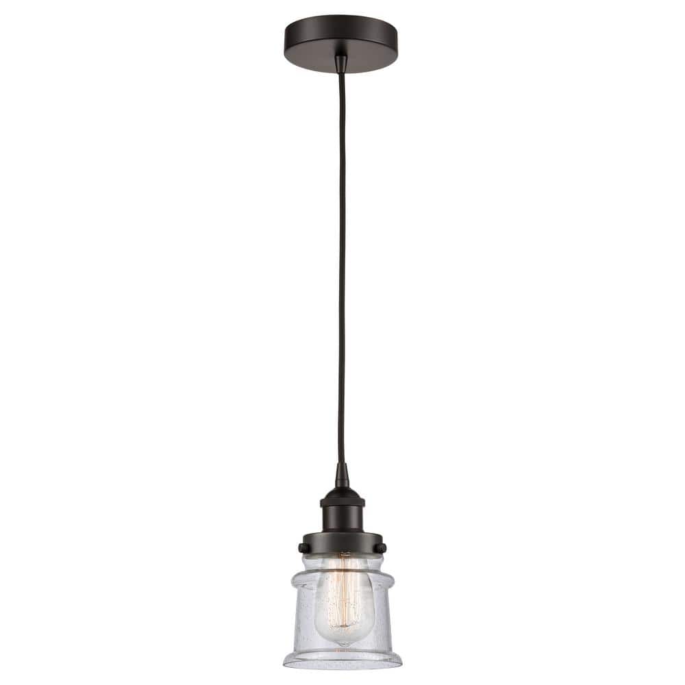Canton 60-Watt 1-Light Oil Rubbed Bronze Standard Mini Pendant Light with Seeded Glass Shade, No Bulbs Included price history on PriceWatchPro