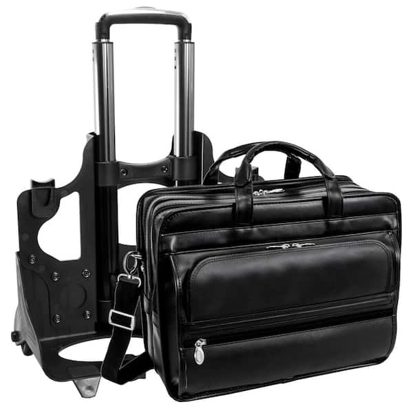 Franklin Covey rolling briefcase laptop carry-on bag Leather and nylon