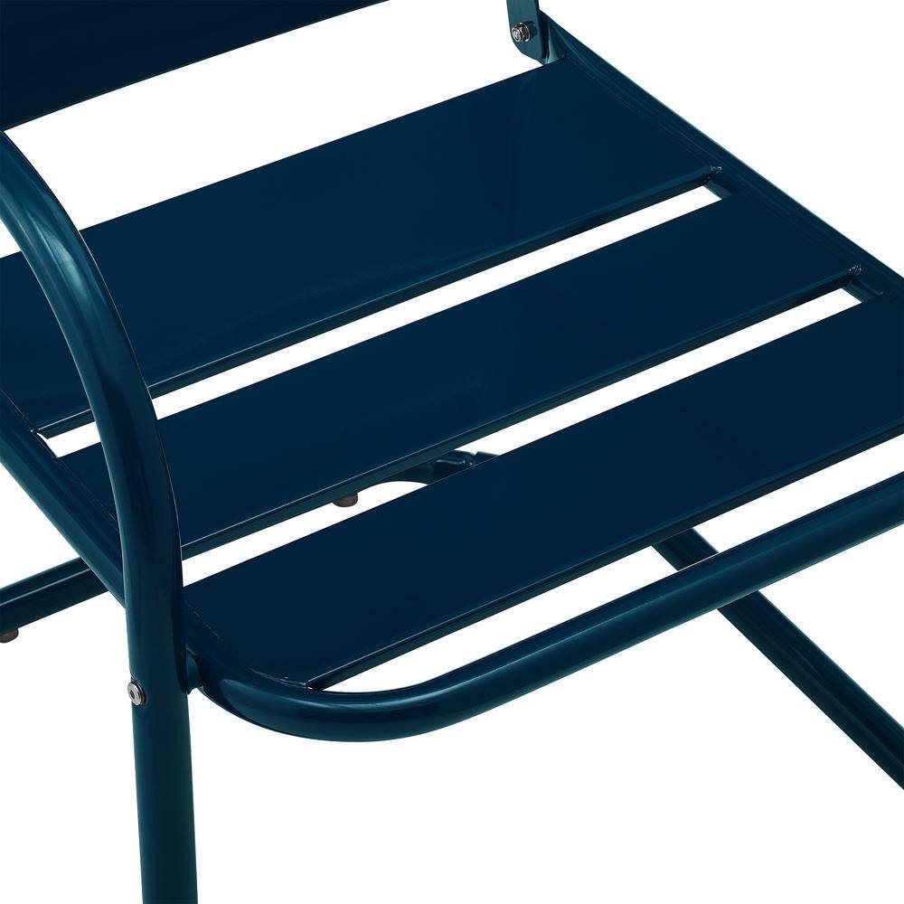 Vintage-Inspired Brighton Navy Steel Outdoor Dining Chair Set