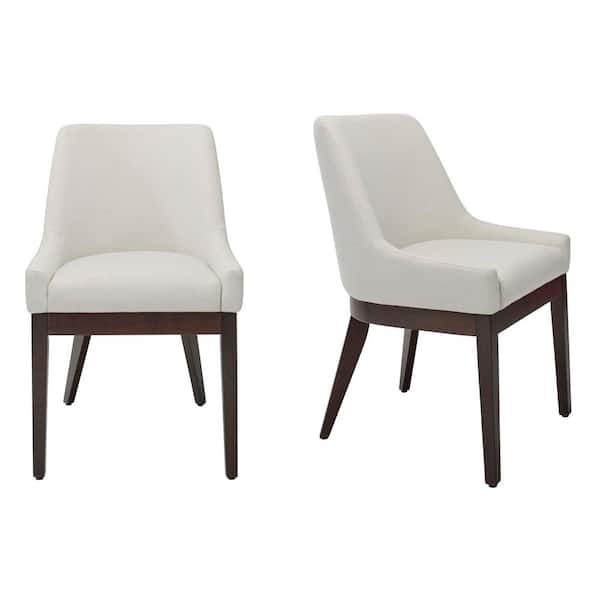 Dorsett Beige Upholstered Solid Wood Dining Chair with Sable Rubber Wood Legs (Set of 2)