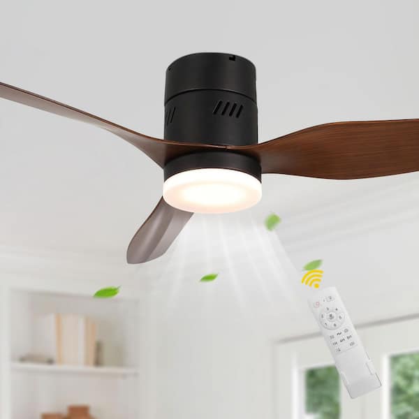 Olyvea 46 in. Flush Mount Black Reversible Caged Ceiling Fan with Dimmable Light and Remote