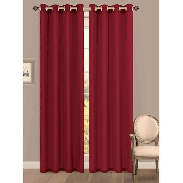 Window Elements Semi-Opaque Primavera Crushed Microfiber 55 in. W x 84 in. L Grommet Extra Wide Curtain Panel in Burgundy