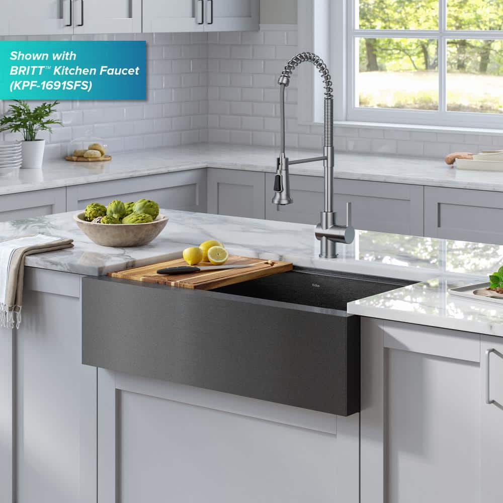 Kore 33" Black Stainless Steel Farmhouse Single Bowl Kitchen Sink