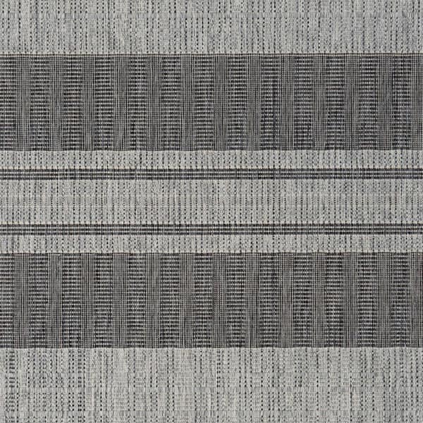 Blue, Gray 6 ft. x 9 ft. Loomed Striped Polypropylene Rectangle Indoor/Outdoor Area Rug