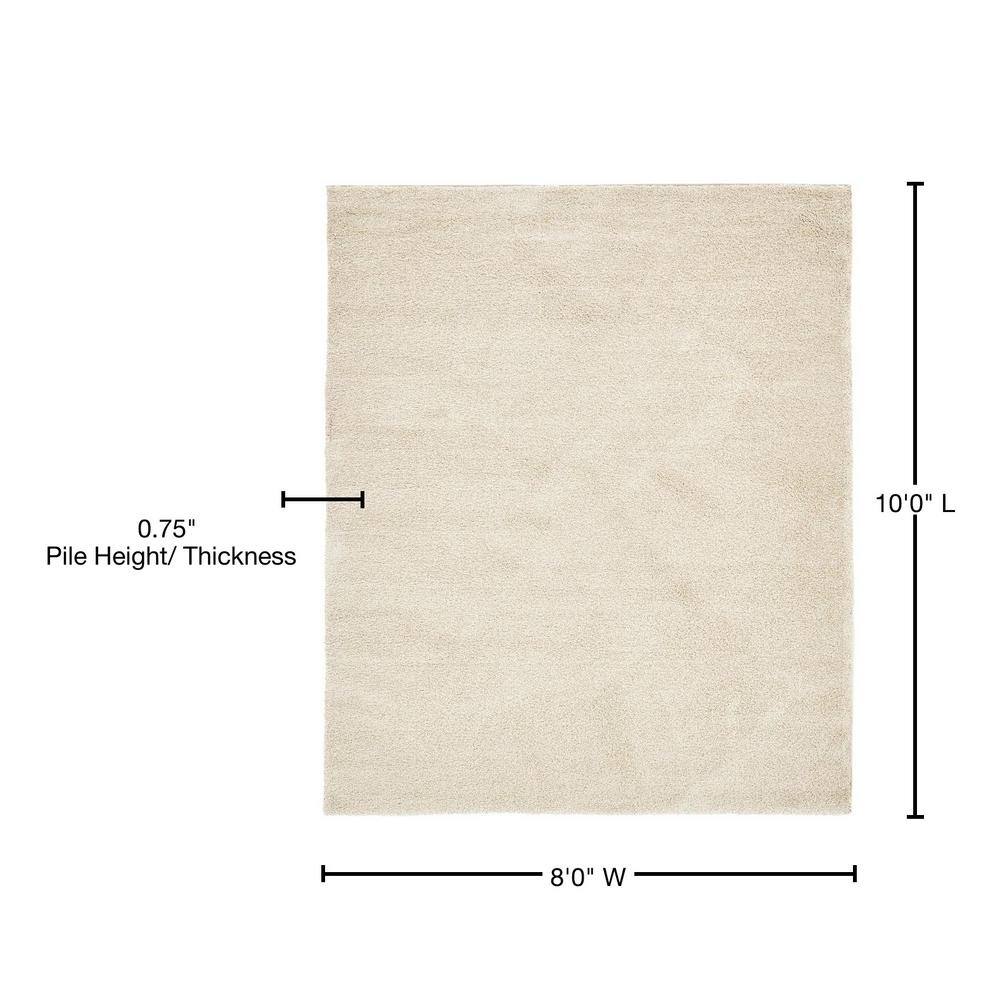 Ivory Shag Synthetic 8'x10' Rectangular Easy-Care Rug