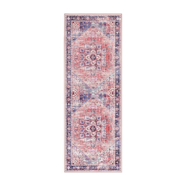 Seraphina Multicolor 2.5 ft. x 7 ft. Vintage Medallion Machine Washable Non-Slip Runner Rug