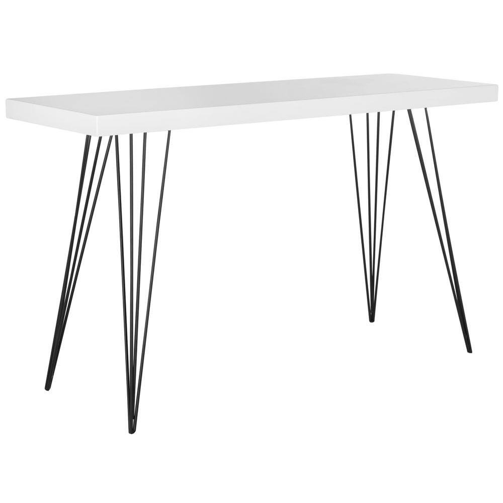 Transitional Black and White Metal Wood Console Table with Storage