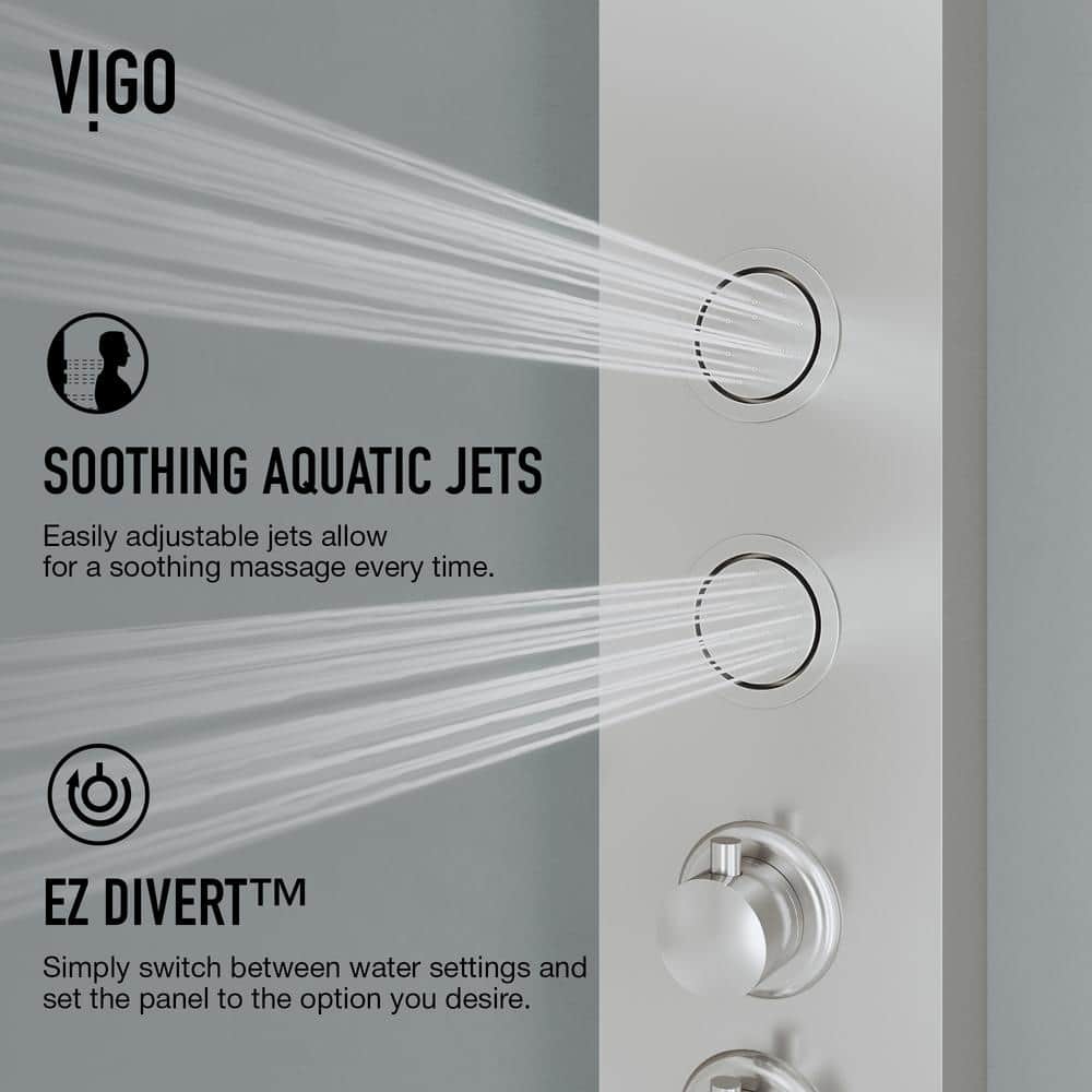 Bowery Stainless Steel 59" Shower Panel with Hand Shower and Jets