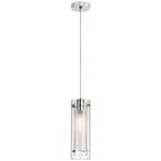 Nella 1-Light Polished Chrome Pendant with Clear Frosted Glass