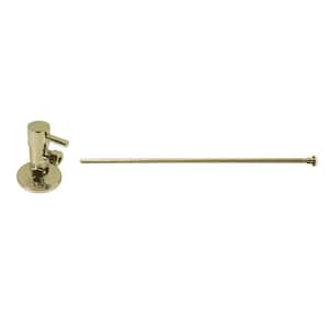 Brass Toilet Kit Round Angle Stop 1/2 in. Copper x 3/8 in. Comp with 20 in. Riser, Polished Brass