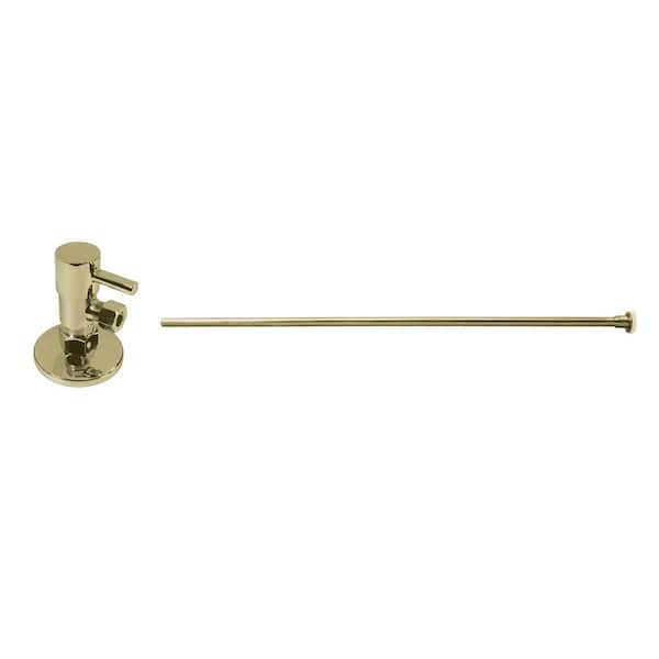 Westbrass 5/8 in. x 3/8 in. OD x 20 in. Flat Head Toilet Supply Line Kit with Round Handle 1/4-Turn Angle Stop, Polished Brass