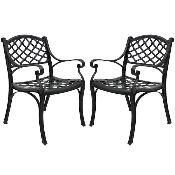 Tunearary 2 Piece Aluminum Outdoor Dining Chairs Armchair for Patio Bistro Garden Backyard