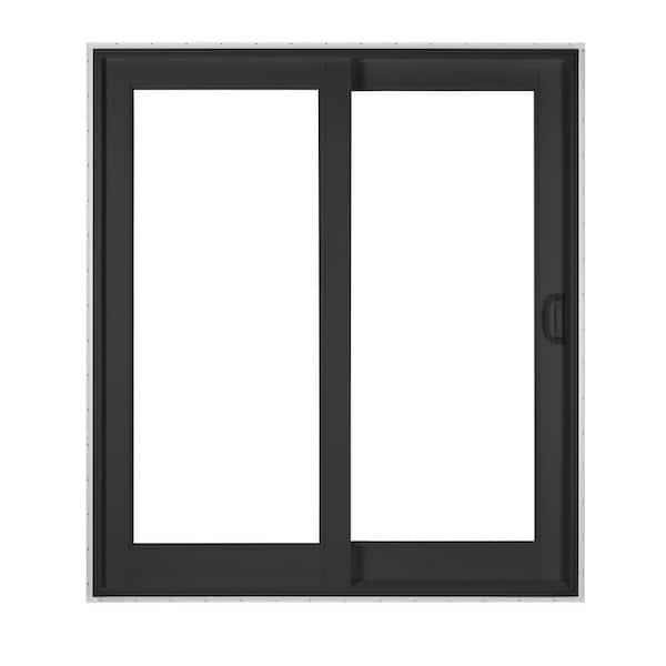 SIMONTON Premium WX 72 in. x 80 in. Black Ext. White Int. Left-Hand Vinyl Sliding Patio Door, ProSolar Shade LowE Argon Glass