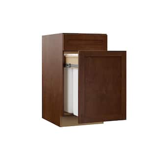 Designer Series Soleste Assembled 18x34.5x23.75 in. Dual Pull Out Trash Can Base Kitchen Cabinet in Spice