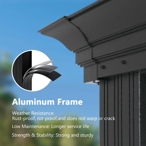 24 ft. W x 14 ft. D Aluminum Double Hardtop Gazebo with Curtains and Textilene Netting