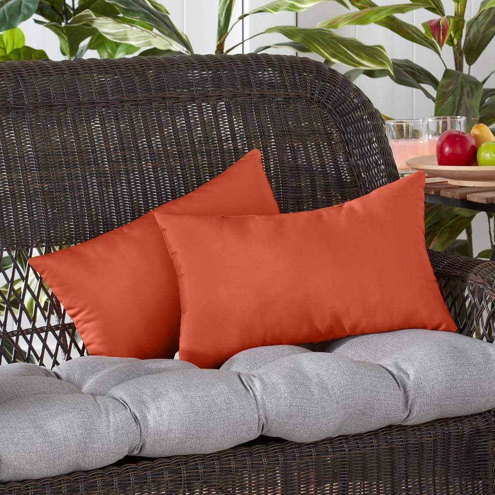 Rust 19 x 12 Inch Outdoor Rectangular Throw Pillows Set