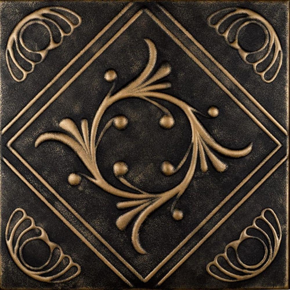 Diamond Wreath Black Brass 1.6 ft. x 1.6 ft. Decorative Foam Glue Up Ceiling Tile (259.2 sq. ft. /case) price history on PriceWatchPro