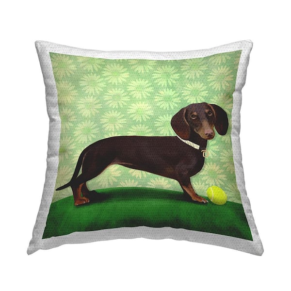Stupell Industries Dachshund on Green Pattern Green Square Outdoor Throw Pillow