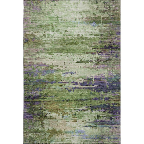 Mayfield Premium Machine Washable Abstract AMF2035 Green 8 ft. x 10 ft. Area Rug